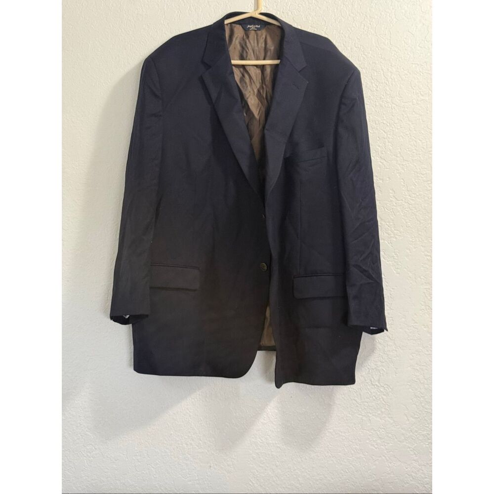 Joseph Feiss 56R Navy Blue 100% Wool Mens Blazer Suit Jacket Sport Coat
